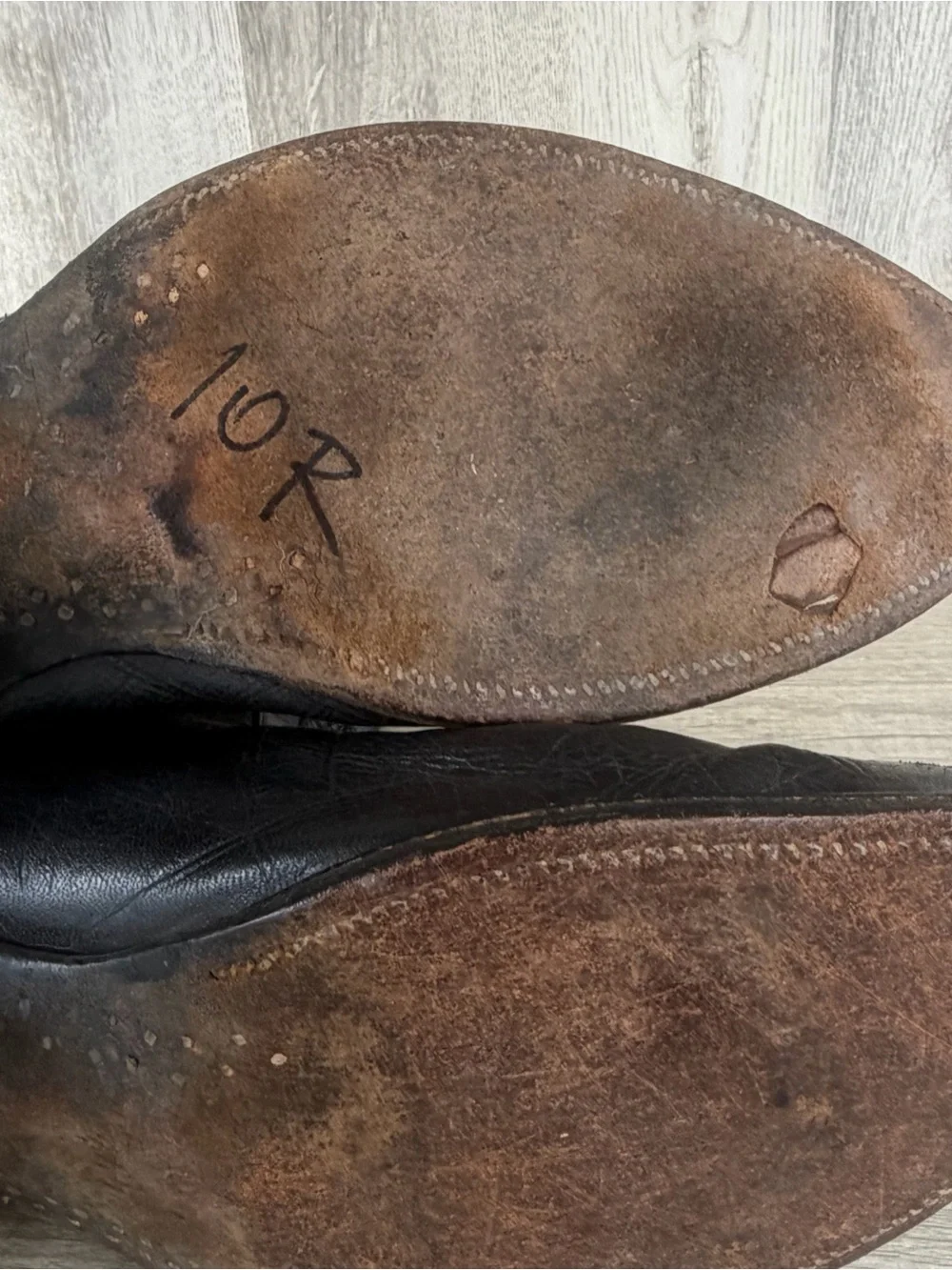 Vintage Anderson Bean Cowboy Boots Men Size 13 Black Leather Western Pointed Toe
